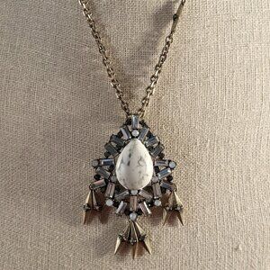Signed Chloe & Isabel necklace, ornate pendant, Howlite center